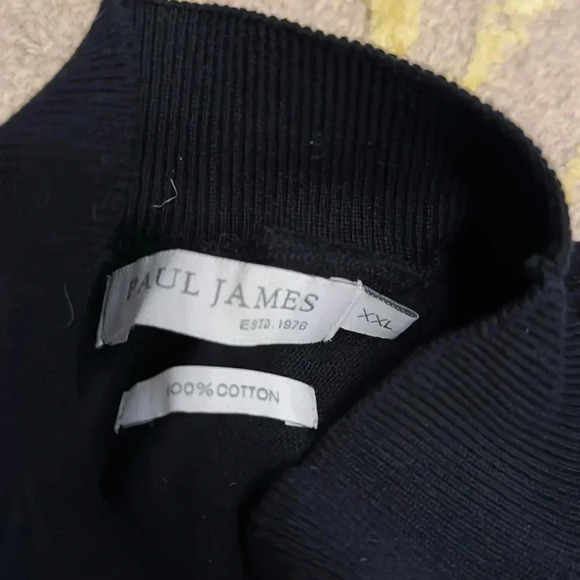 Paul James Wolf and badger cotton mock turtleneck navy L - Picture 2 of 4
